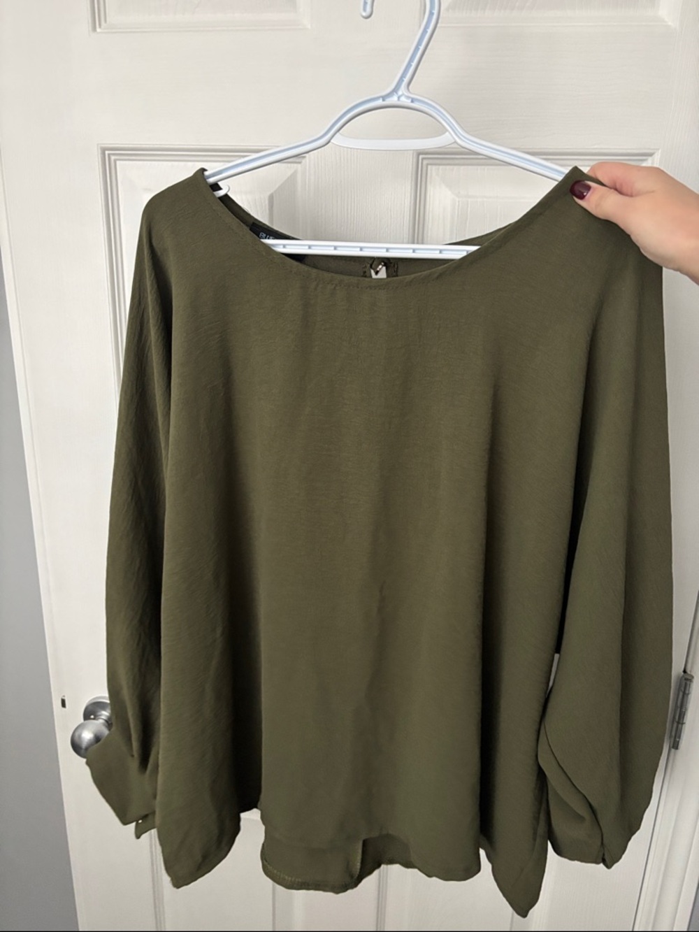 Olive Green Women's Boatneck Blouse